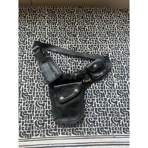 Custom Artisan Black leather Bag, Satchel, Riding Harness shoulder motorcycle